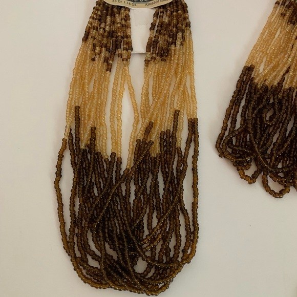 Lot Bundle of Seed Glass Beads brown/pink/orange/white/shiny black. NWT - Picture 2 of 4